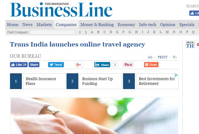 Coverrage in The Hindu