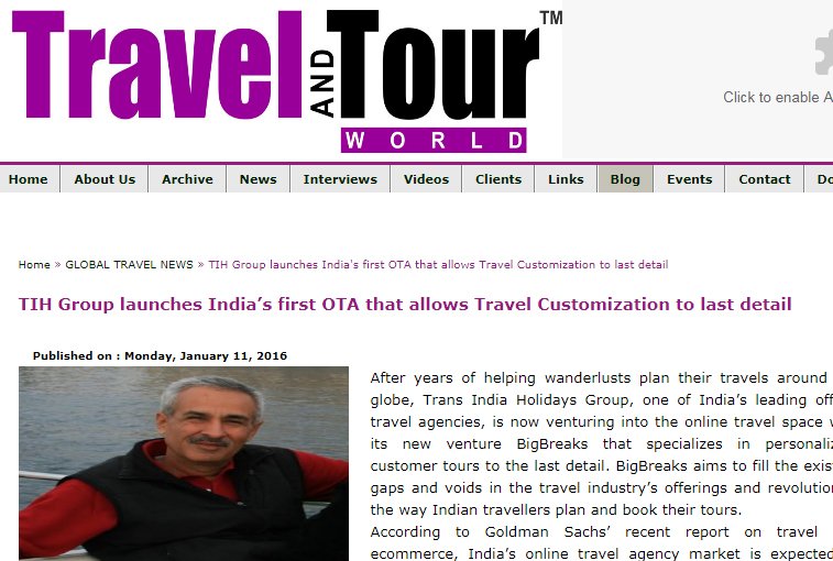 Big Breaks Coverage in Travel & Tour