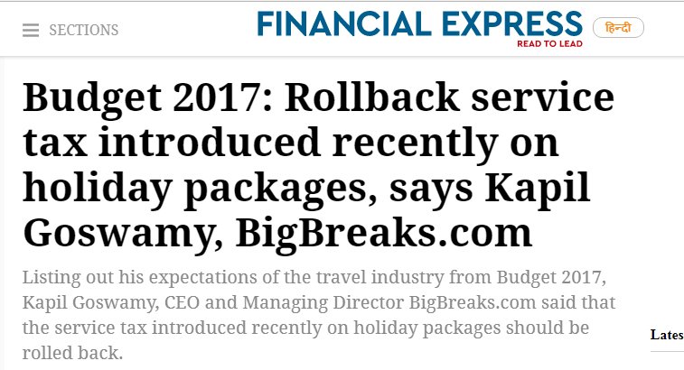 Big Breaks Coverage in Financial Express