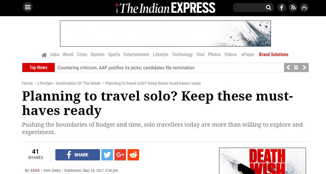 Big Breaks Coverage in Indian Express