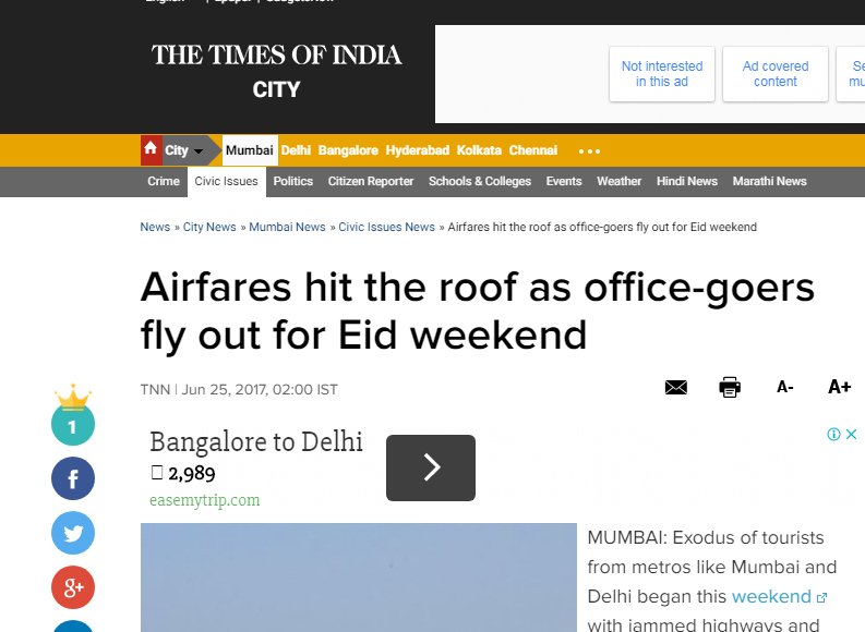 Big Breaks Coverage in Times of India