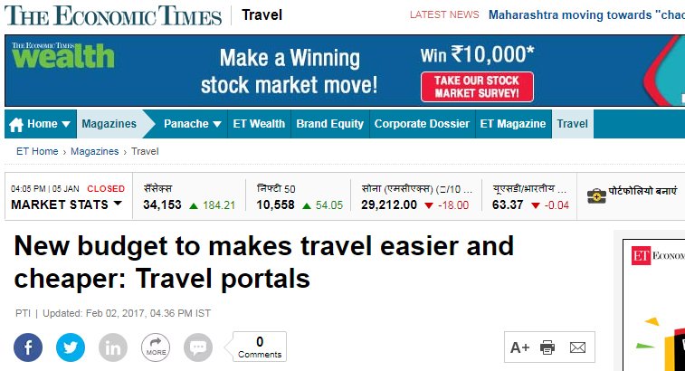 Big Breaks Coverage in Economic Times