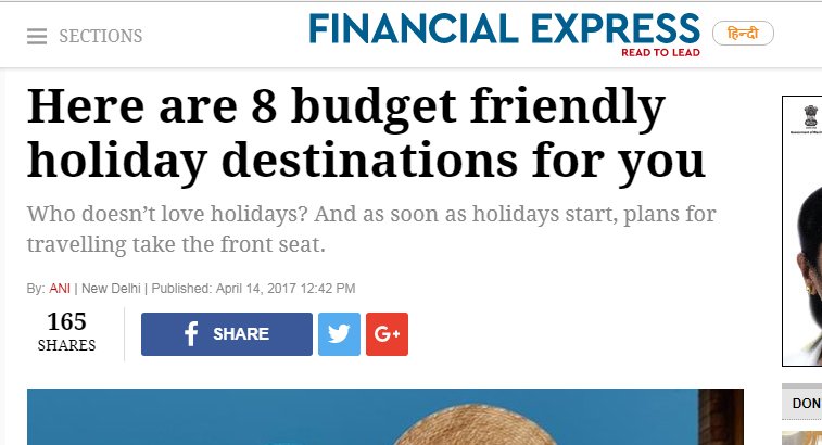 Big Breaks Coverage in Financial Express