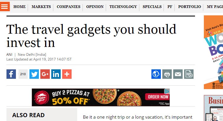 Big Breaks Coverage in Business Standard