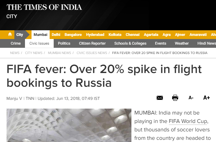 Big Breaks Coverage in Times of India