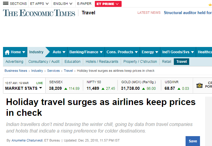 Big Breaks Coverage in The Economic Times 