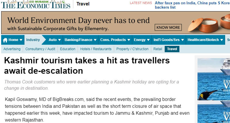 Big Breaks Coverage in Economic Times