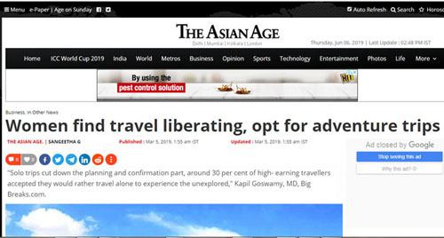 Big Breaks Coverage in Asian Age