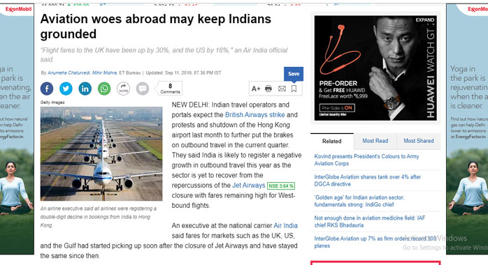 Big Breaks Coverage in The Economic times