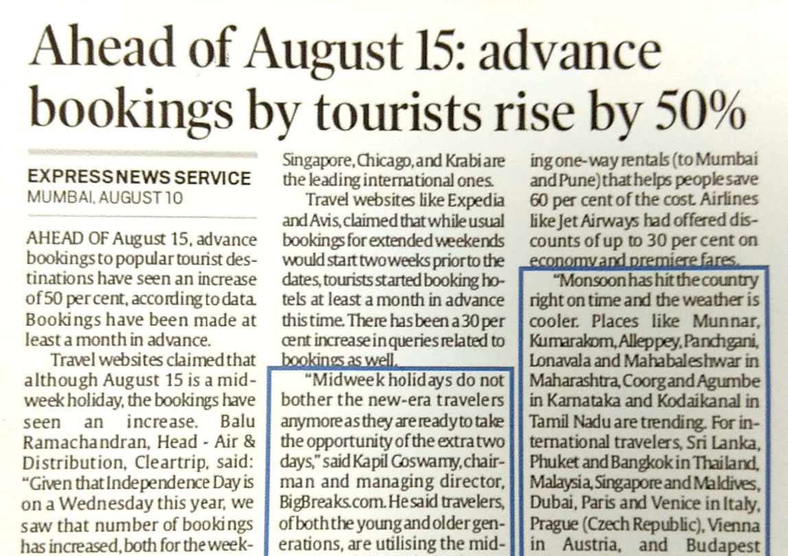 Big Breaks print coverage in Hindu Business Line