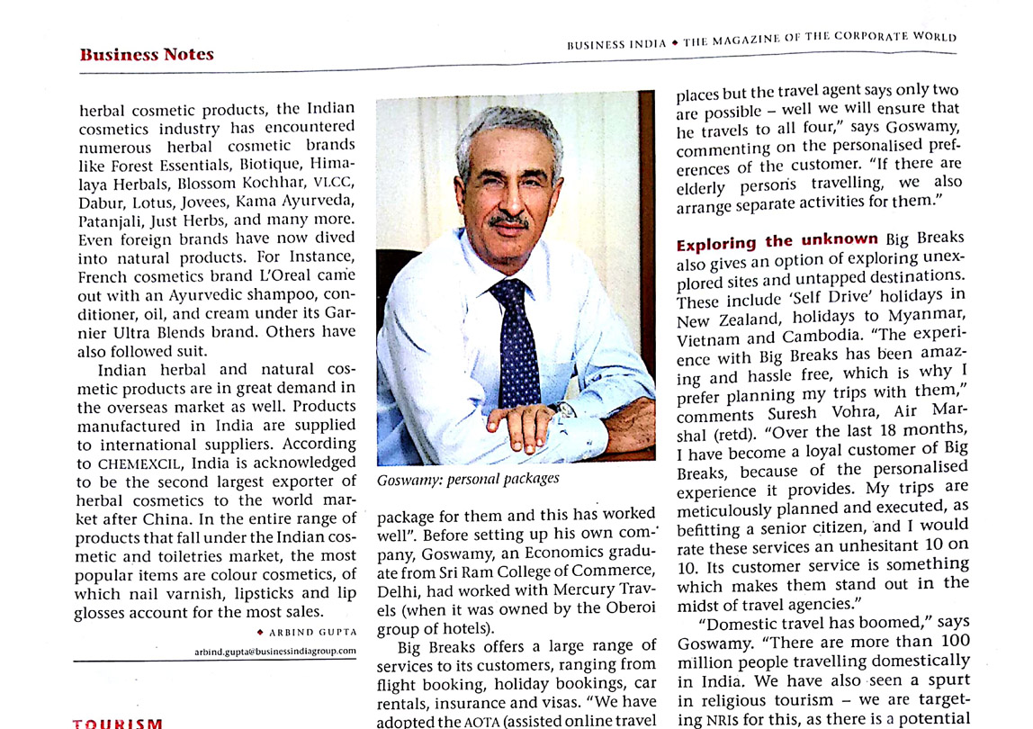Big Breaks print coverage in Business India